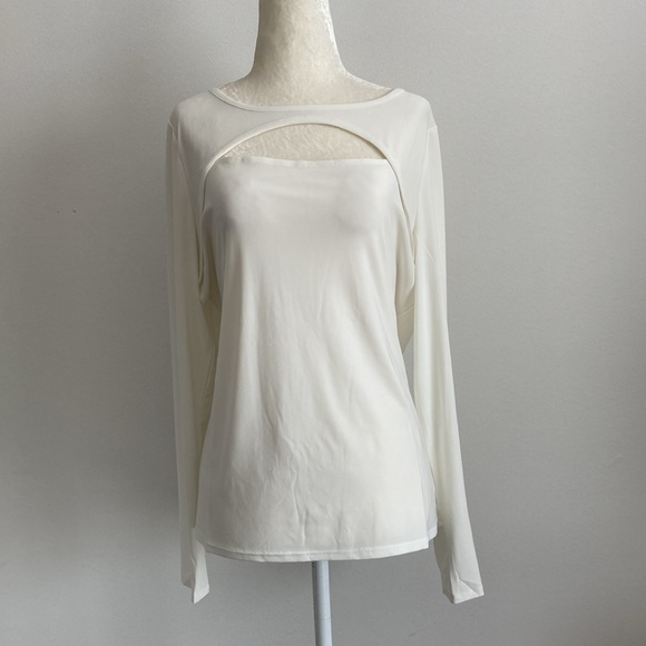 WHBM Long Sleeve Cutout Crew Neck Top - Picture 7 of 8